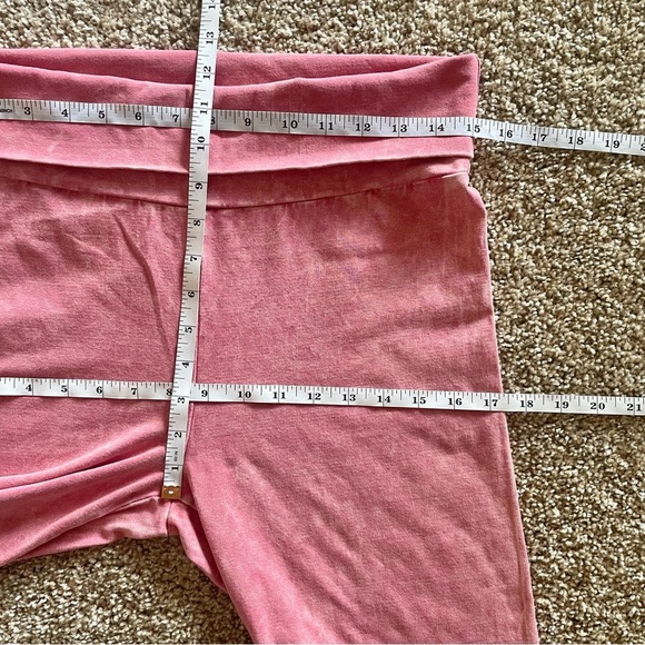 Chatoyant Foldover Waist Leggings Women’s L Pink 25.5” Inseam Cotton High Rise - Picture 9 of 10